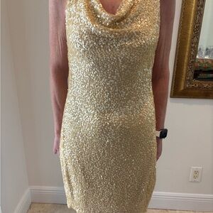 Rene Ruiz Elegant Gold Sequin Dress